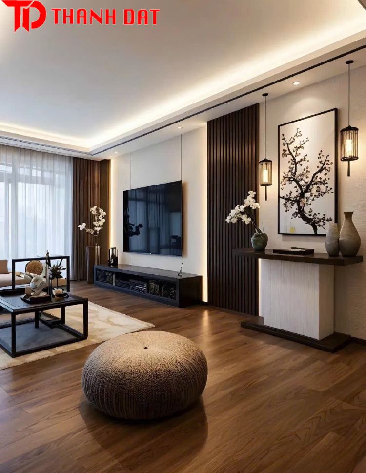 Sàn gỗ màu Óc Chó bản thẳng