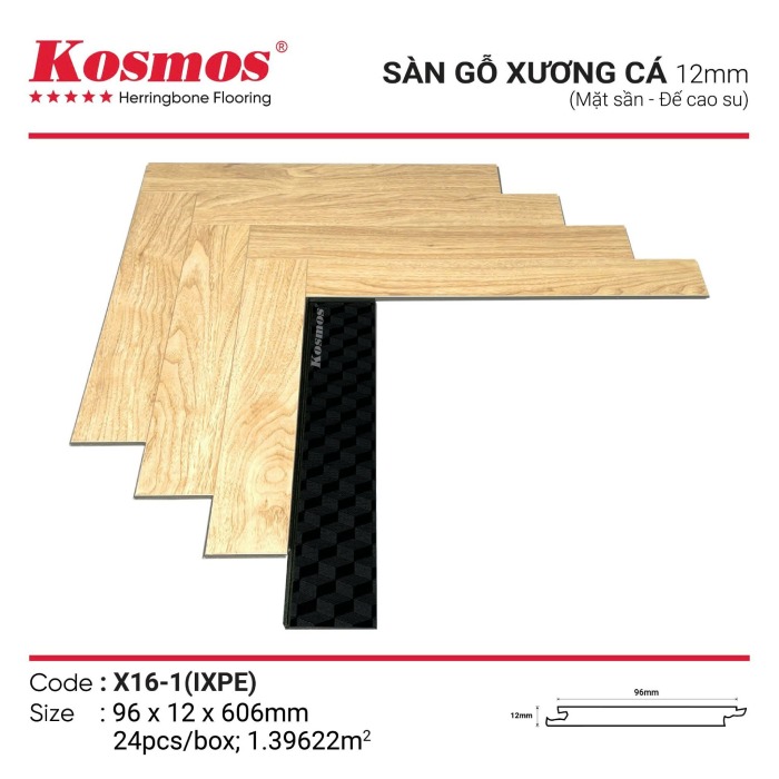 Sàn gỗ xương cá Kosmos X16-1