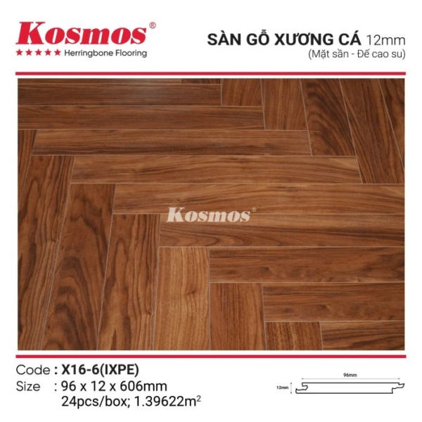 Sàn gỗ công nghiệp xương cá Kosmos X16-6