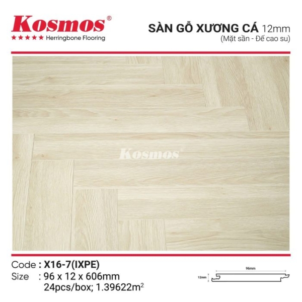 Sàn gỗ công nghiệp xương cá Kosmos X16-7