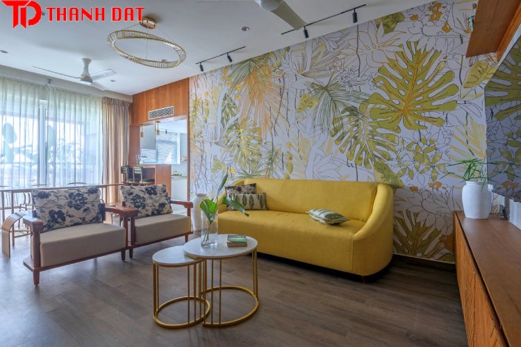 Kết hợp sàn gỗ với nội thất sáng màu 