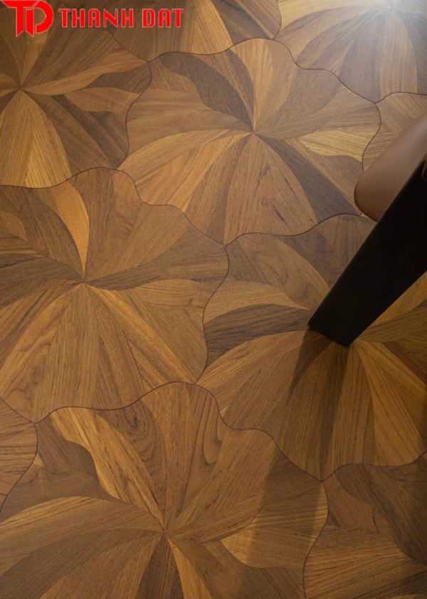 Sàn gỗ lá sen cong